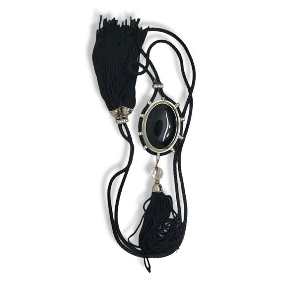Vintage Authentic Betsey Johnson Silver Tone Black and White Pendant Watch 36\